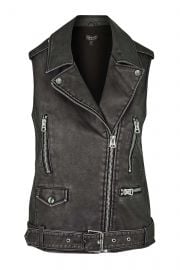 Sleeveless Faux Leather Biker Jacket at Topshop