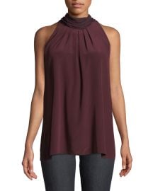 Sleeveless High-Neck Silk Blouse at Bergdorf Goodman