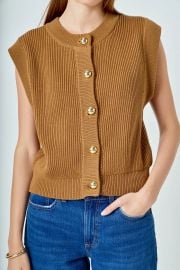 Sleeveless Knit Buttoned Vest Top at Objectrade