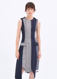 Sleeveless Patchwork Dress in Black Multi at Monse