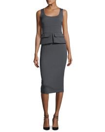 Sleeveless Peplum Sheath Midi Dress at Bergdorf Goodman