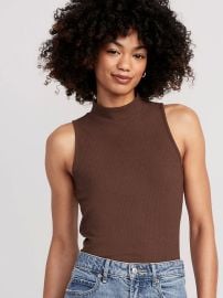 Sleeveless Rib-Knit Mock-Neck T-Shirt for Women at Old Navy