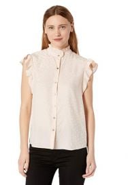 Sleeveless Ruffle Sleeve Silk Top by Rebecca Taylor at Amazon