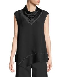 Sleeveless Satin Mock-Neck Handkerchief Blouse by Derek Lam at Bergdorf Goodman