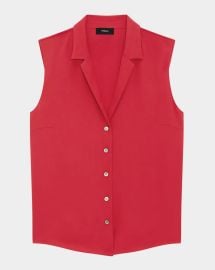 Sleeveless Silk Camp Blouse at Neiman Marcus
