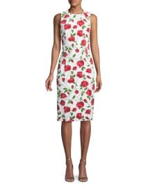 Sleeveless Stemmed-Rose Print Stretch-Cady Sheath Dress by Michael Kors at Bergdorfgoodman