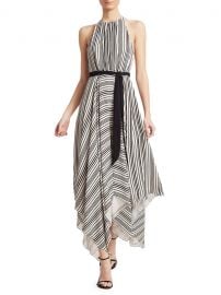 Sleeveless Strip Back Striped Handkerchief Dress by Halston at Saks Fifth Avenue