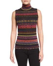 Sleeveless Striped Turtleneck Sweater by Fuzzi at Neiman Marcus