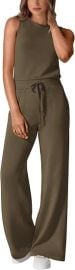 Sleeveless Wide Leg Jumpsuit in Army Green at Amazon