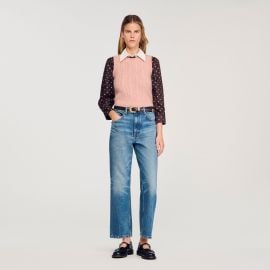 Sleeveless brushed cable knit sweater in Poudre Pink for Women Paris at Sandro