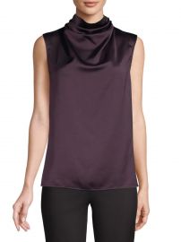 Sleeveless cowl neck top at Halston