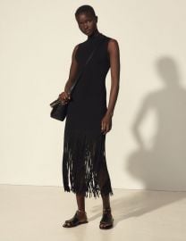 Sleeveless dress with fringing at Sandro