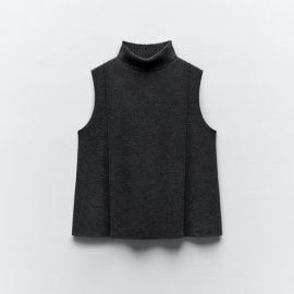 Sleeveless knit Turtleneck Sweater in Dark Gray at Zara