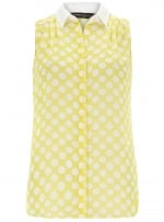 Sleeveless lemon polka dot shirt at Dorothy Perkins