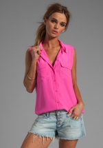 Sleeveless signature blouse in pink by Equipment at Revolve