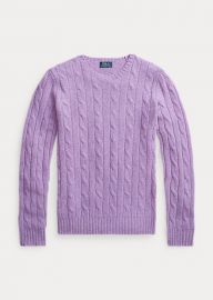 WornOnTV: Lara’s lilac cable knit sweater on Good Morning America ...