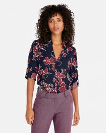 Slim Fit Covered Button Floral Portofino Shirt at Express