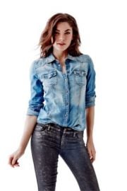 Slim Fit Denim Shirt in Fiddle Wash at Guess