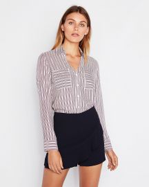 Slim Fit Gold Metallic Striped Portofino Shirt at Express