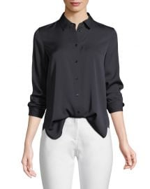 Slim Fitted Stretch-Silk Blouse by Vince at Neiman Marcus