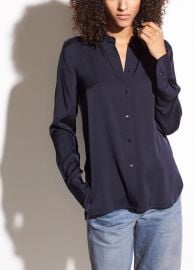 Slim Fitted Stretch-Silk Blouse by Vince at Vince