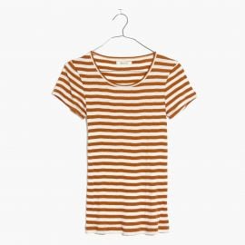 Slim Ribbed Tee in Sandoval Stripe in Golden Pecan at Madewell