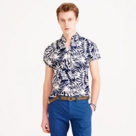 Slim Secret Wash short-sleeve shirt in fern print at J. Crew