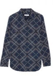 Slim Signature printed washed-silk shirt at The Outnet