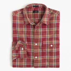 Slim heathered slub cotton shirt in red plaid at J. Crew