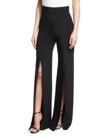 Slit-Front Crepe High-Waist Pants at Bergdorf Goodman