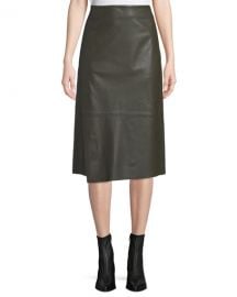 Slit Leather Midi Skirt at Last Call