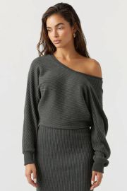 Slouchy Dolman Long Sleeve - Charcoal Luxe Knit - JOAH BROWN at Joah Brown