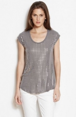 Slouchy grommet tee in gunmetal at Armani Exchange