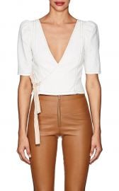 Slub-Weave Cotton-Blend Crop Top by Area at Barneys