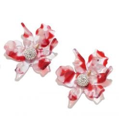 Small Paper Lily Earrings in cherry by Lele Sadoughi at Lele Sadoughi