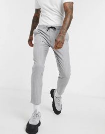 Smart Pants in Gray Stripe by Topman at Asos