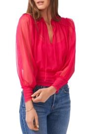 Smock Waist Mesh Blouse at Nordstrom