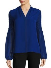 Smocked Georgette Silk Blouse by Elie Tahari at Saks Fifth Avenue