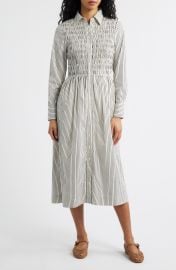 Smocked Poplin Midi Shirtdress at Nordstrom