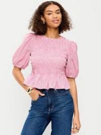 Smocked Puff Sleeve Peplum Top at Old Navy