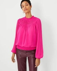 Smocked Ruffle Neck Top at Ann Taylor