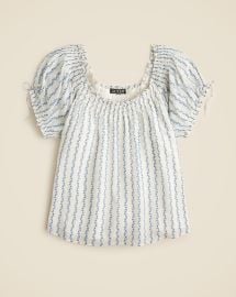 Smocked Ruffle-trim Top In Blue Daisy Print For Women JCrew at J. Crew