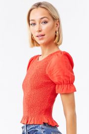 Smocked Ruffled Top at Forever 21