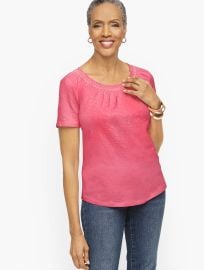 Smocked Scoop Neck Tee at Talbots