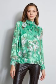 Smocked Vintage Floral Shirt Elie Tahari at Elie Tahari