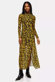 Smudge Print Mesh Midi Dress at Topshop