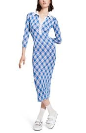 Smythe Argyle Polo Body-Con Midi Dress in Blue Argyle at Nordstrom