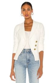 Smythe Asymmetric Wrap Blazer in White at Revolve