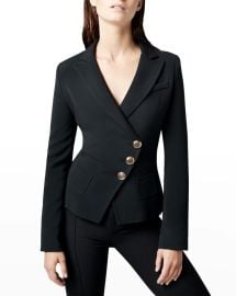 Smythe Asymmetrical Wrap Blazer in Black at Neiman Marcus