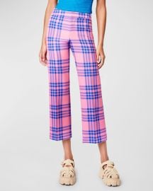 Smythe Cropped Cotton Plaid Flood Pants at Neiman Marcus